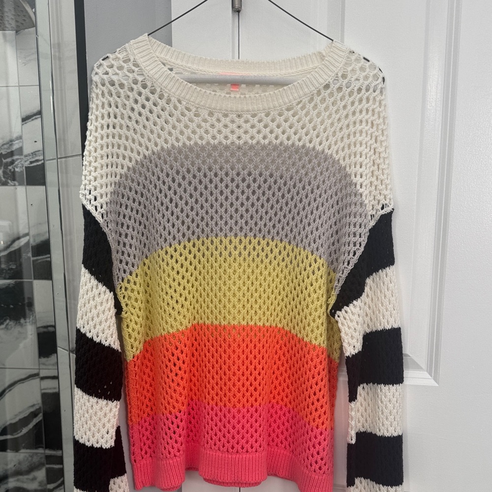 Lisa Todd Multicolor Mesh Knit Sweater